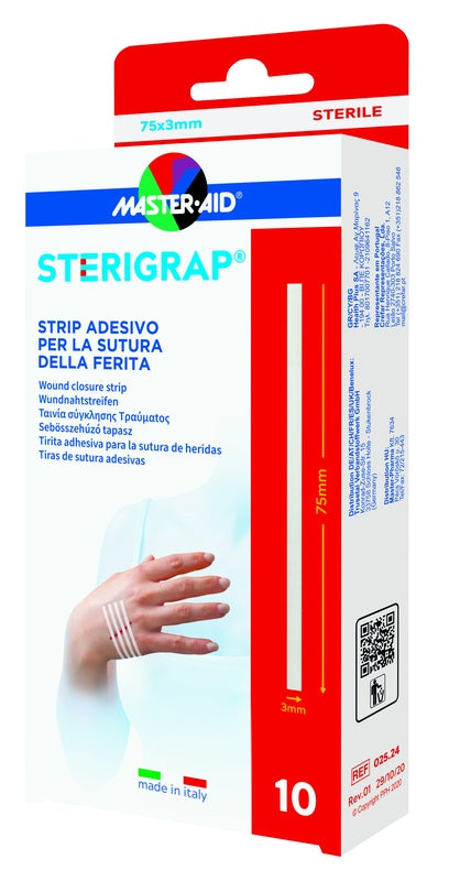 pietrasanta master aid sterigrap strip adesivo sutura ferite 75x3 mm 10 pezzi master aid ean 8032956145780