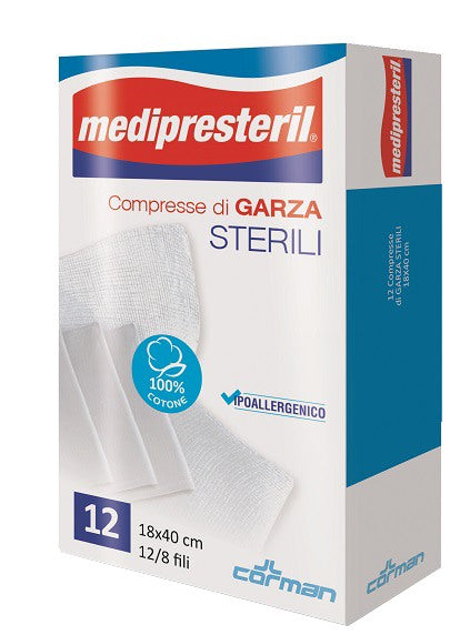 corman garza compressa medipresteril 128 fu 18x40cm 12 pezzi medi presteril ean 8016867014847