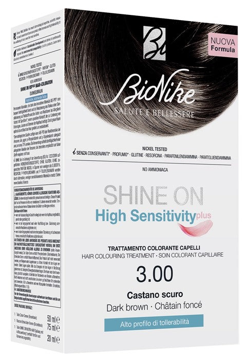 icim bionike shine on high sensitivity plus castano scuro 300 rivelatore in crema 75 ml crema colorante 50 ml bionike ean 8029041169813