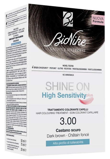 icim bionike shine on high sensitivity plus castano scuro 300 rivelatore in crema 75 ml crema colorante 50 ml bionike ean 8029041169813