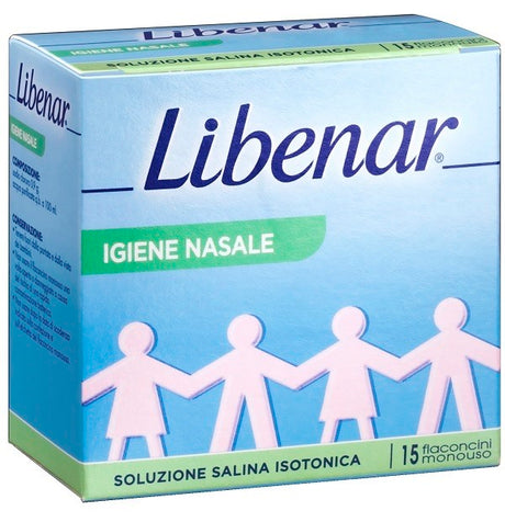 perrigo italia soluzione salina isotonica 09 libenar per igiene nasale 15 flaconcini monouso x 5 ml libenar ean 5400951991139