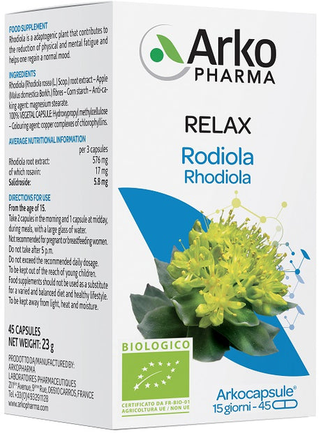 arkofarm arkocapsule rodiola bio 45 capsule arkofarm ean 3578836210094