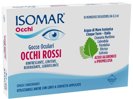 euritalia pharma div coswell isomar occhi rossi gocce oculari acido ialuronico 020 10 flaconcini isomar ean 8017045015984