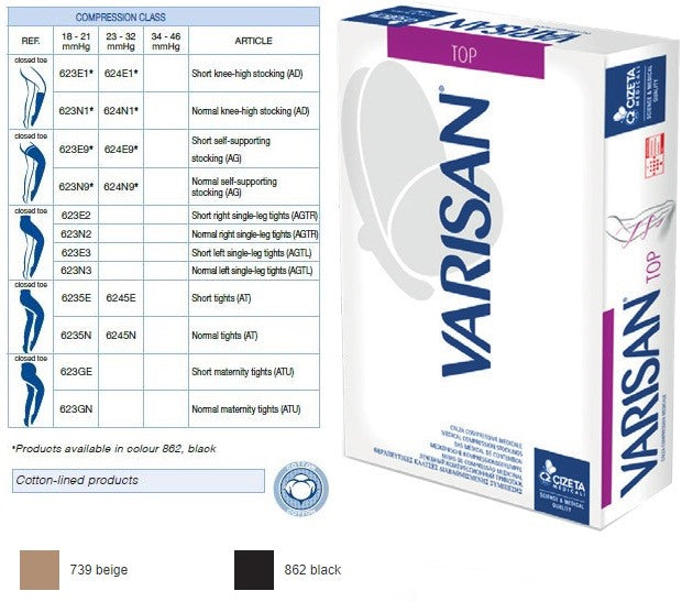 cizeta medicali varisan top k2 gambaletto normale punta chiusa nero 5 varisan