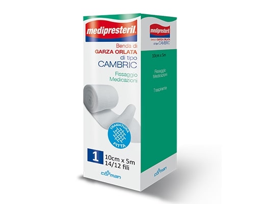 corman benda orlata medipresteril cambric m5x500cm 1412 fili medi presteril ean 8016867000222