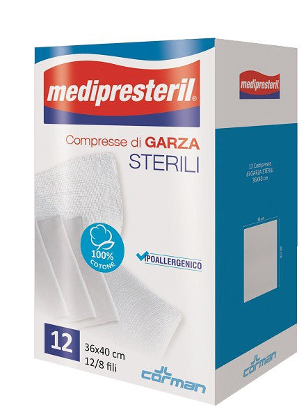 corman garza compressa medipresteril 128 fu 36x40cm 12 pezzi medi presteril ean 8016867014854
