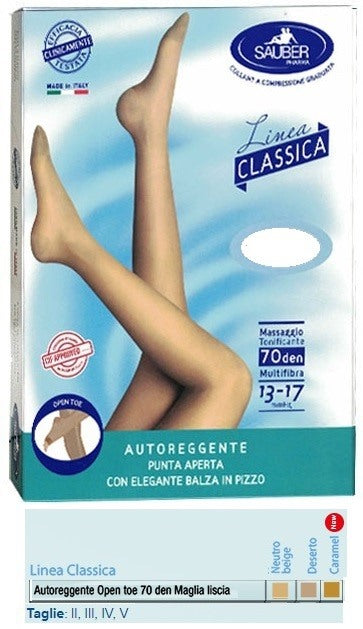 desa pharma sauber autoreggente open toe maglia liscia 70 den colore neutro beige taglia 3 linea classica sauber ean 8005520604518