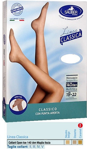 desa pharma sauber collant open toe maglia liscia 140 den colore neutro beige taglia 2 linea classica sauber ean 8005520604266