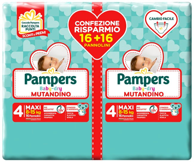 fater spa pampers baby dry pannolino a mutandina duo downcount maxi 32 pezzi pampers ean 8001480301269