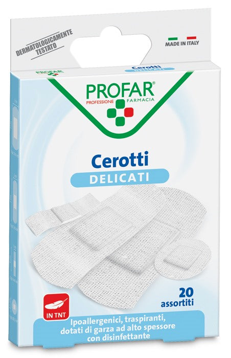 federfarma co cerotto tessuto non tessuto delicato assortiti 20 pezzi profar profar