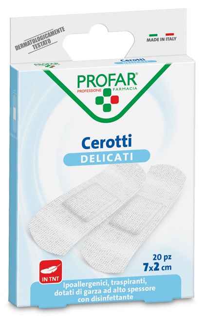 federfarma co cerotto tessuto non tessuto delicato medi 7x2 cm 20 pezzi profar profar