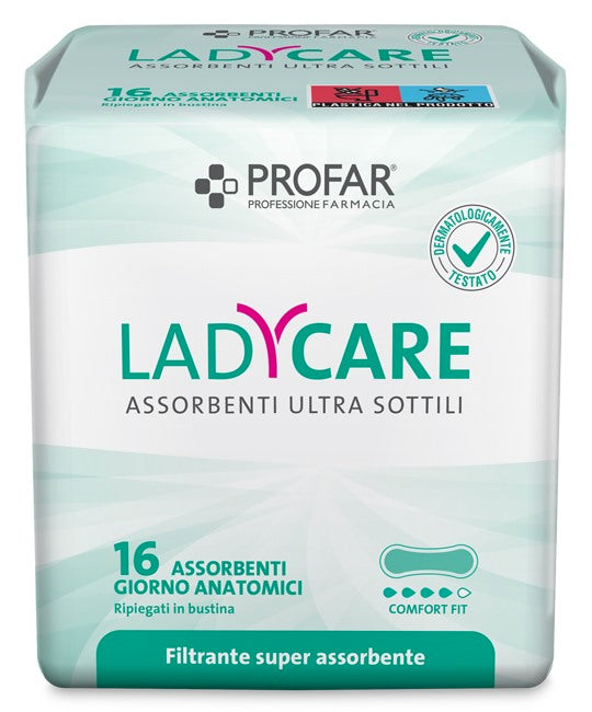 federfarma co ladycare assorbenti giorno anatomici 16 pezzi profar profar