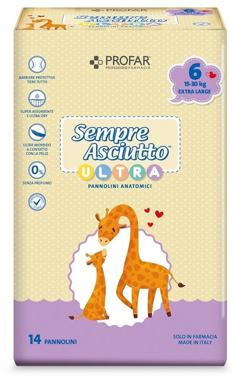 federfarma co pannolini profar sempre asciutto ultra extra 1530 kg 14 pezzi profar