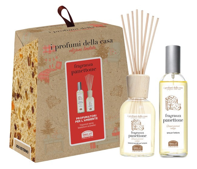 helan cosmesi i profumi della casa set panettone 1 spray ambiente 100 ml bastoncini aromatici ambiente 100 ml helan ean 8058774307247