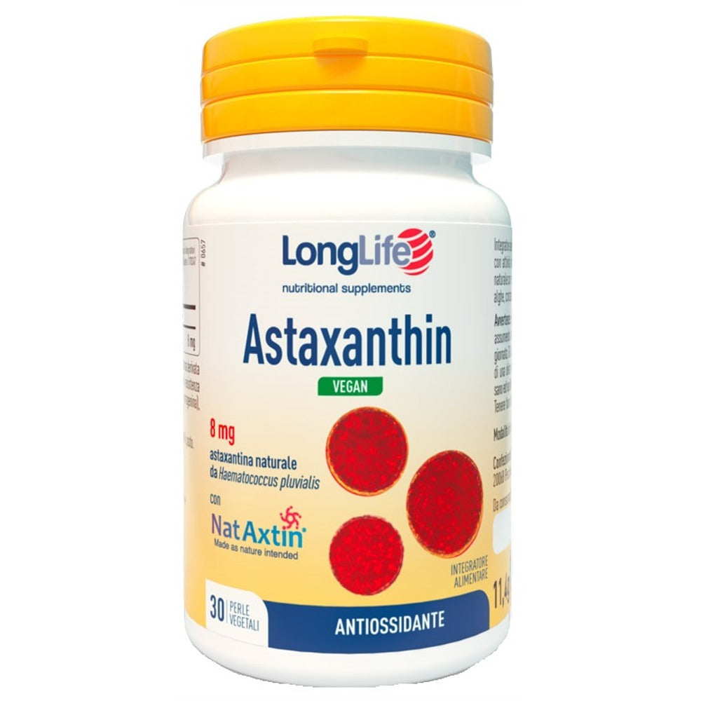 longlife longlife astaxanthin vegan 8 mg 30 perle vegetali senza glutine longlife ean 8054521004872