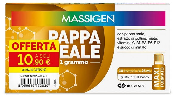 massigen massigen pappa reale 10 flaconcini da 25 ml 1090 e massigen ean 8050519573030
