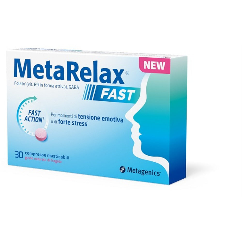 metarelax metarelax fast 30 compresse masticabili gusto naturale di fragola senza glutine senza lattosio con edulcoranti metarelax ean 5400433374030