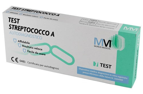 munus international test streptococco a autodiagnostico munus medical rilevazione batterio streptococco b emolitico di gruppo a da tampone faringeo ean 8056364168513