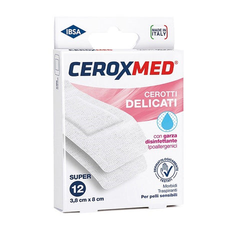 nova argentia ind farm cerotti delicati ceroxmed con garza disinfettante ipoallergenici per pelli sensibili super 38x8cm 12 pezzi ceroxmed ean 8033638956298