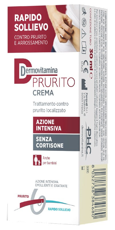 pasquali srl dermovitamina prurito crema azione intensiva senza cortisone 30 ml dermovitamina ean 8032738384680