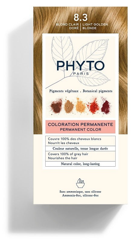 phyto laboratoire native it color kit 83 biondo chiaro dorato latte rivelatore 50 ml crema colorante 50 ml maschera protettiva colore 12 ml guanti phyto ean 3338221002464