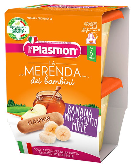 plasmon heinz italia plasmon la merenda dei bambini merende banana mela biscotto miele asettico 2 x 120 g plasmon ean 8001040199053
