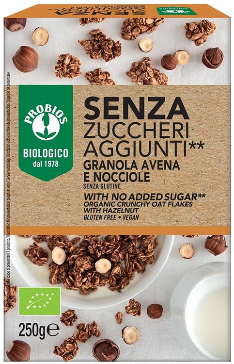 probios societa benefit probios granola senza zuccheri aggiunti avena e nocciola senza glutine 250 g probios ean 8018699026876