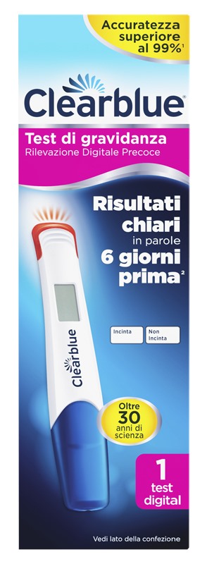 procter clearblu clearblue test gravidanza rilevazione precoce digitale 1 pezzo clearblue ean 8001841704265