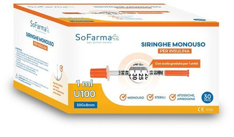 sofarmapiu siringa per insulina 1 ml 30 pezzi sofarmapiu sofarmapiu ean 6970349778899